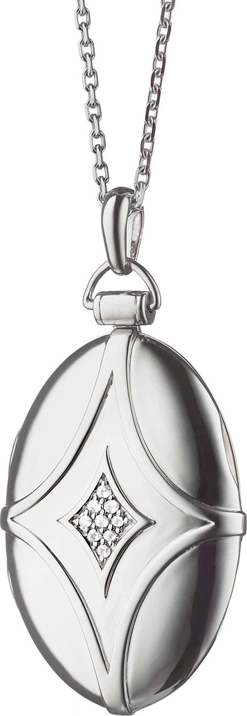 Monica Rich Kosann Silver & White Sapphire Petite Bridal Locket Necklace, 32"