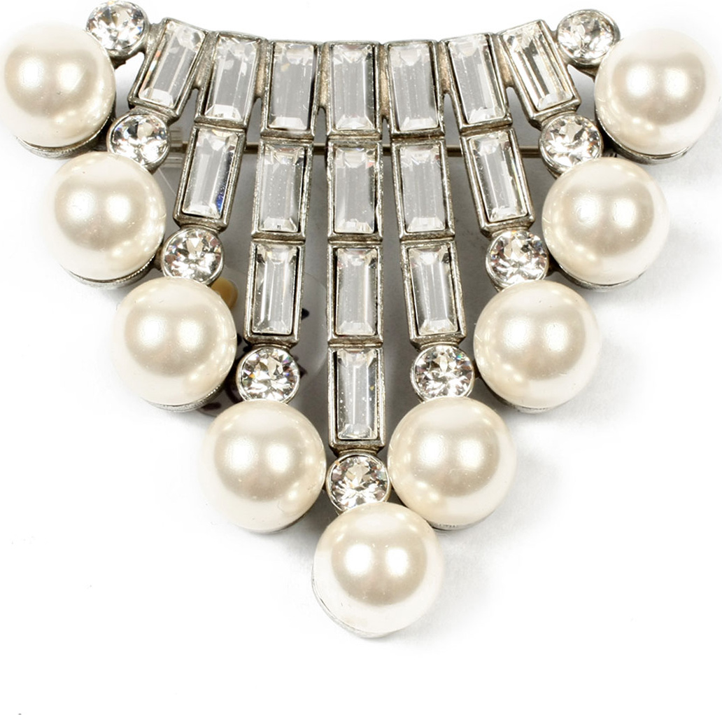 Ben-Amun Crystal Baguette & Pearly Brooch