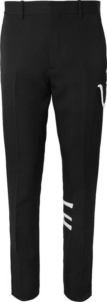 Calvin Klein 205W39NYC Black Slim-Fit Piped Wool-Gabardine Trousers