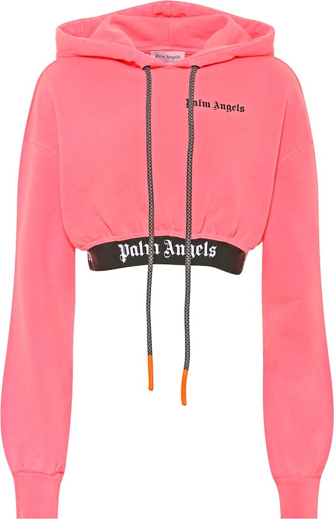 Palm Angels Cropped cotton hoodie