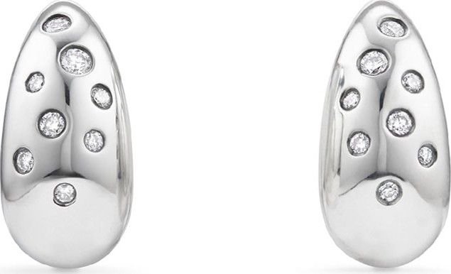David Yurman 15mm Pure Form Earrings with Diamonds