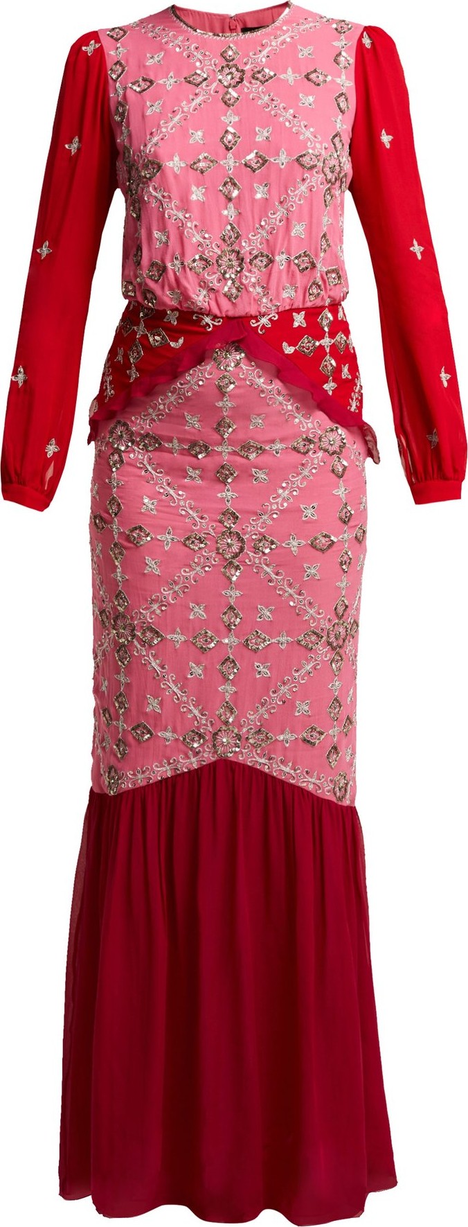 Saloni Isa sequinned silk-georgette dress
