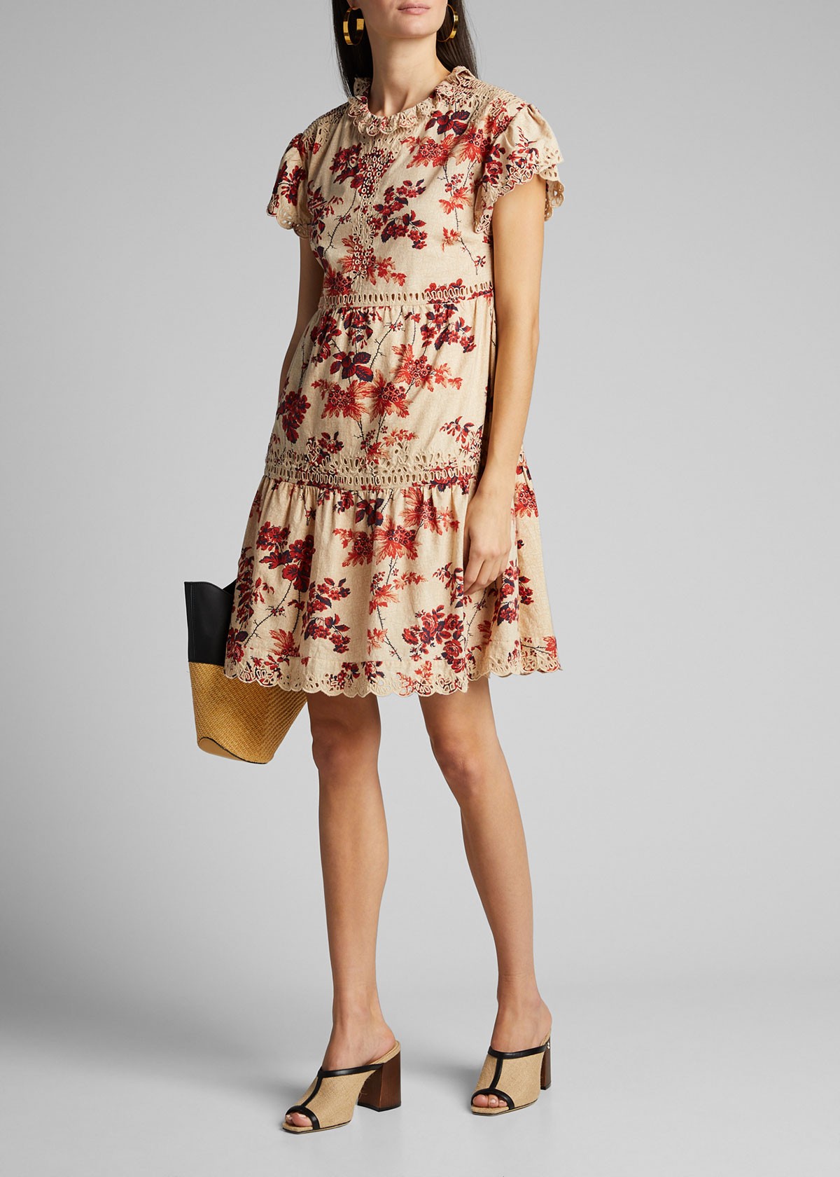 SEA Thea Short-Sleeve Tiered Dress