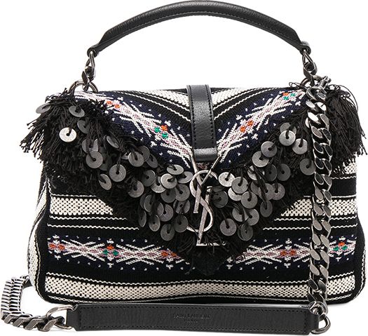 Saint Laurent Medium Canvas & Leather Monogramme College Bag