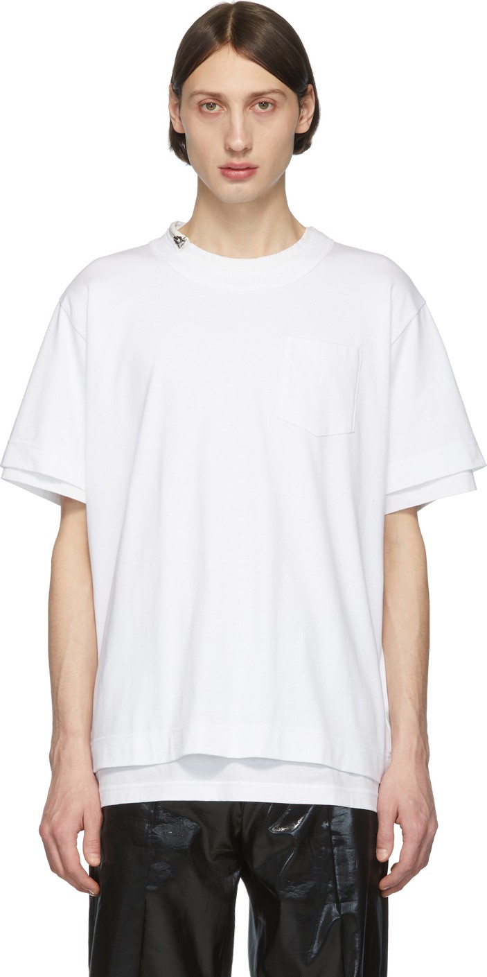 Sacai White Cotton T-Shirt Sacai White Cotton T-Shirt