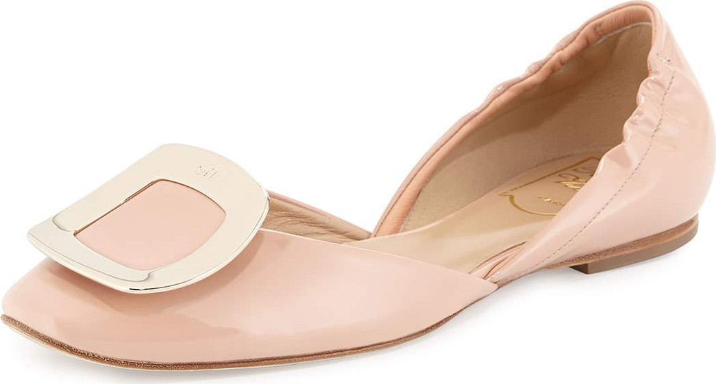 Roger Vivier Ballerine Chips Patent d'Orsay Flat, Nude