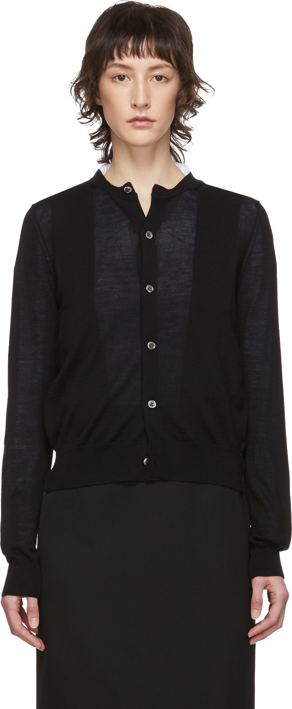 Comme Des Garçons Comme Des Garçons Black Worsted Wool Cardigan