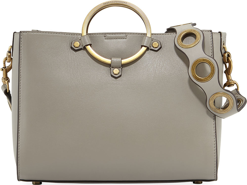Rebecca Minkoff Ring Leather Satchel Bag, Taupe