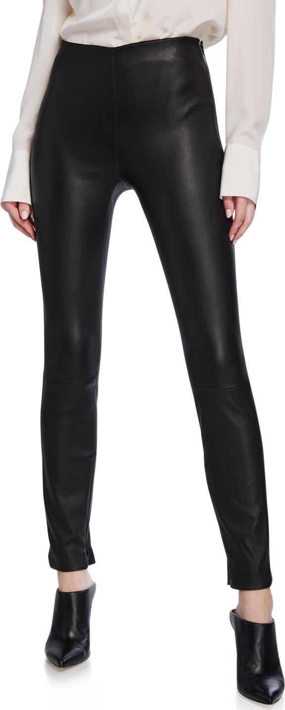 Theory Bristol Lambskin Leather Skinny-Leg Ankle Leggings