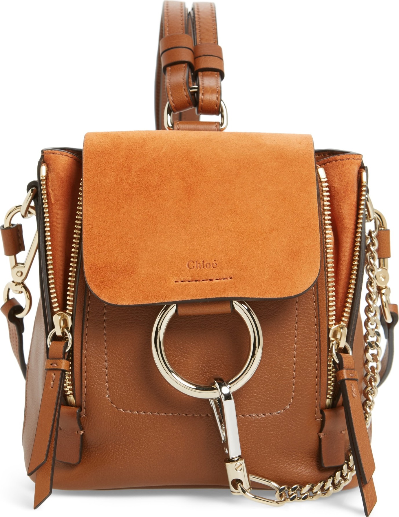 Chloe Mini Faye Leather & Suede Backpack