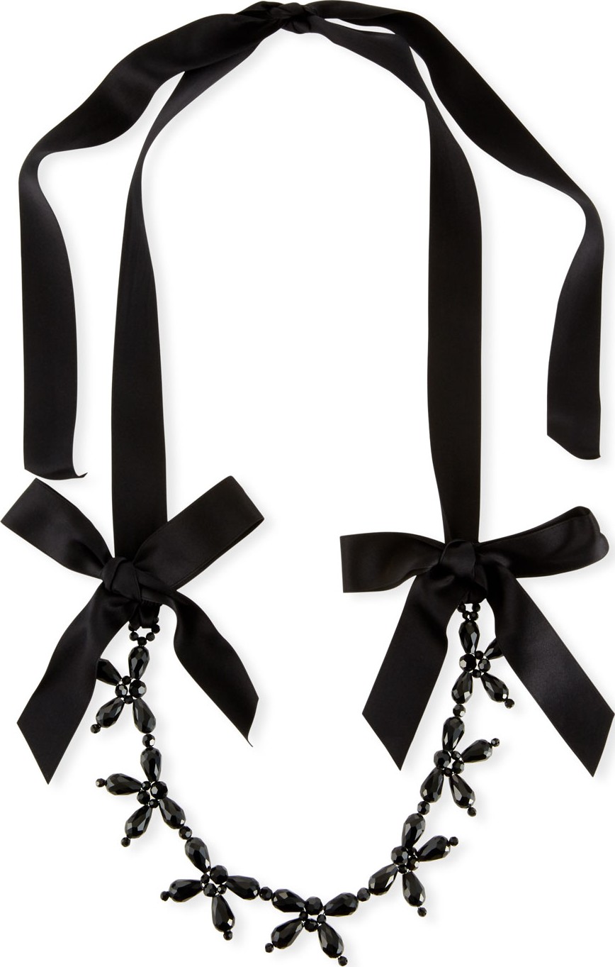 Simone Rocha Beaded Ribbon Necklace with Bow Trim