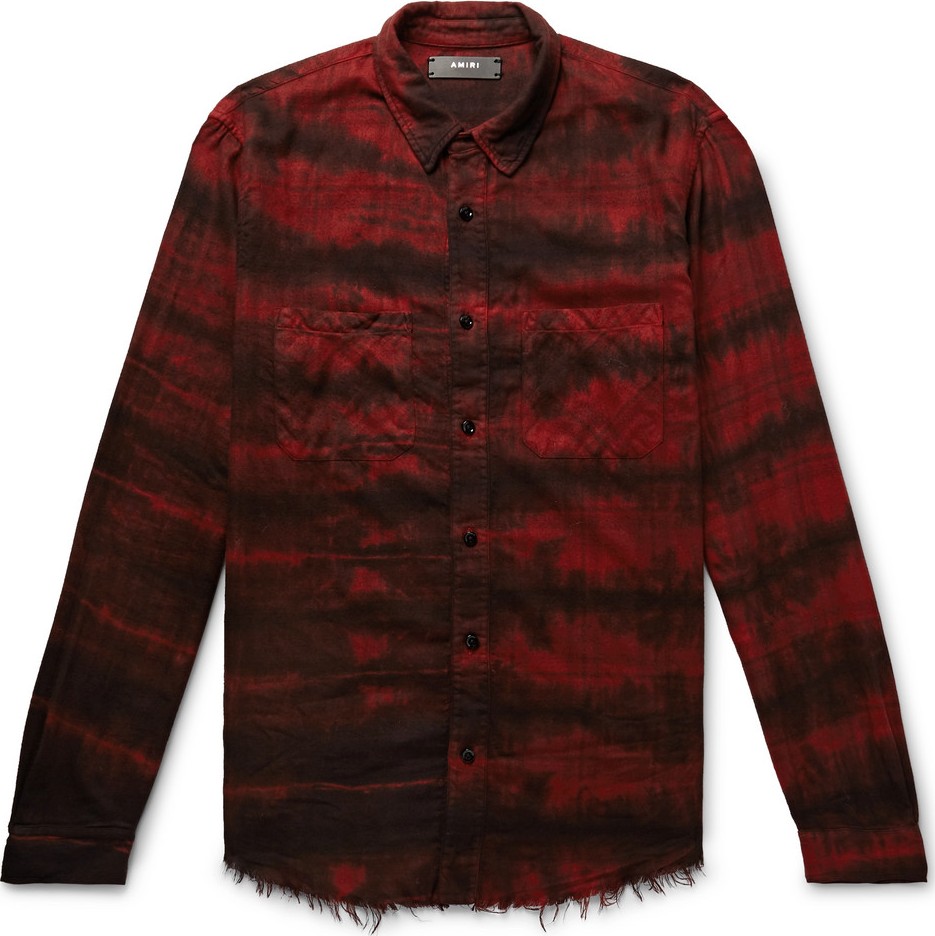 Amiri Distressed Printed Cotton-Blend Flannel Shirt