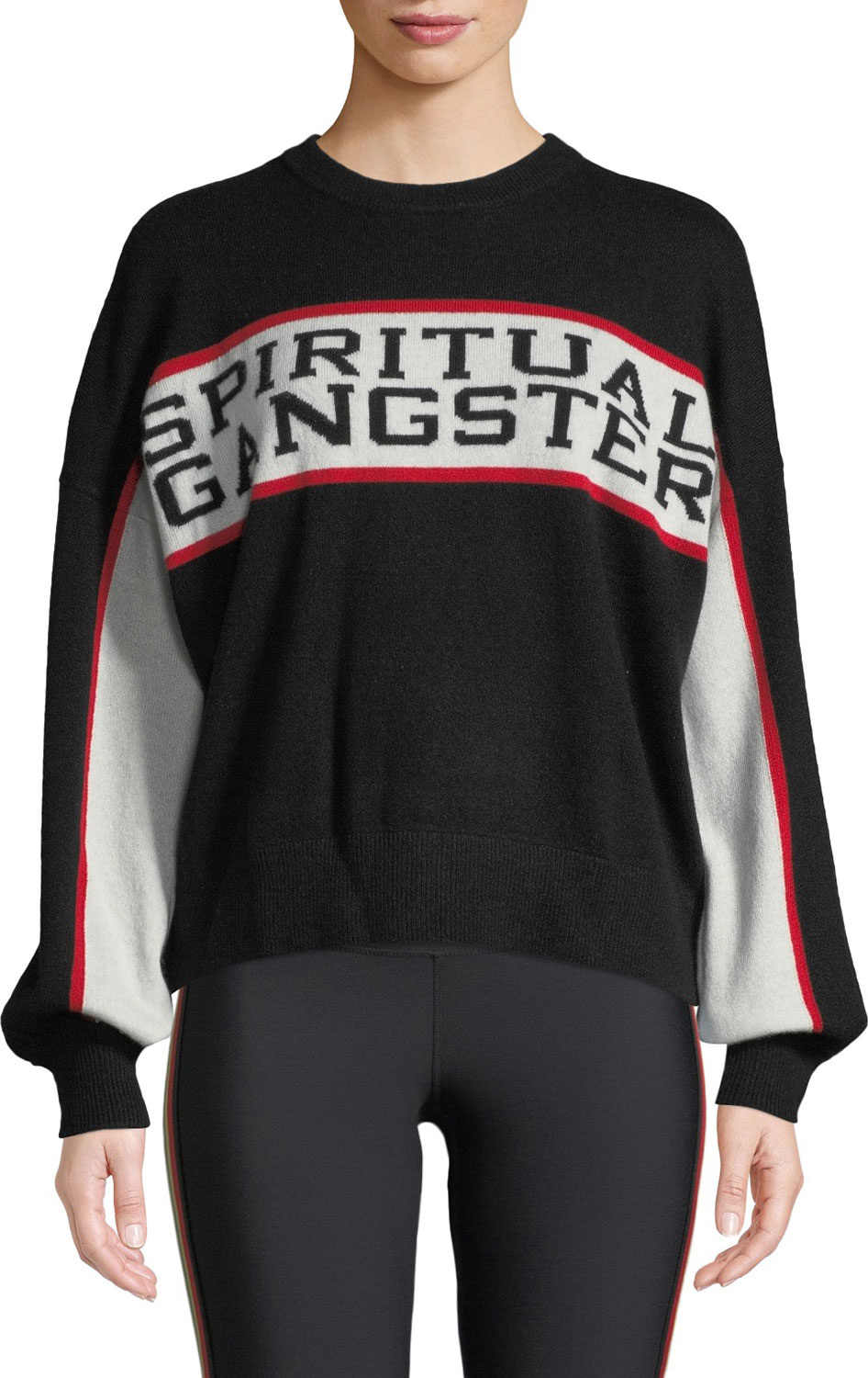 Spiritual Gangster Varsity Intarsia Wool-Cashmere Sweater