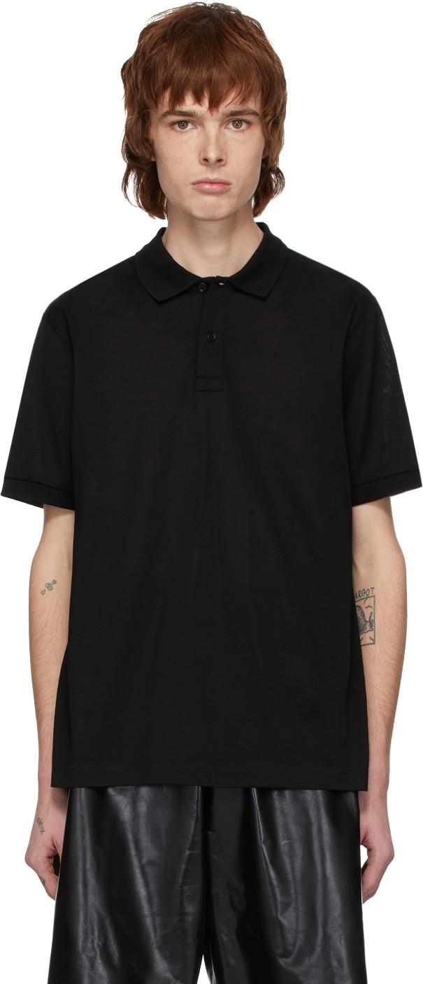 Bottega Veneta Black Embroidered Logo Polo