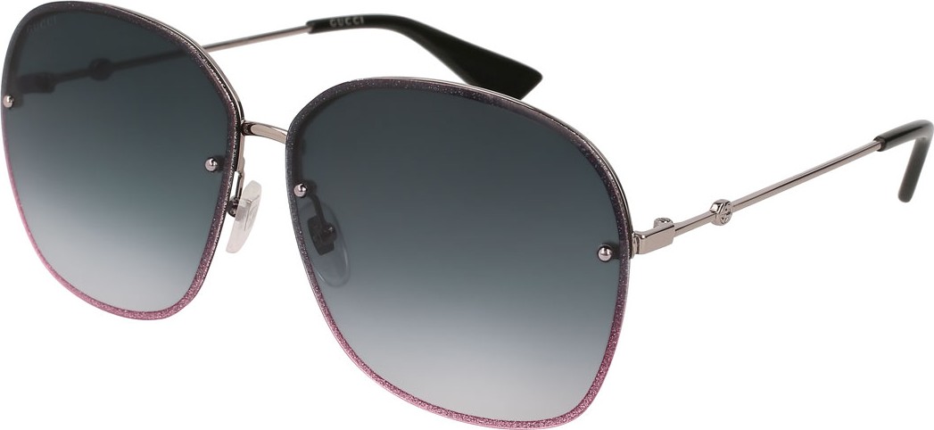 Gucci Glittered Metal Square Sunglasses, Gray