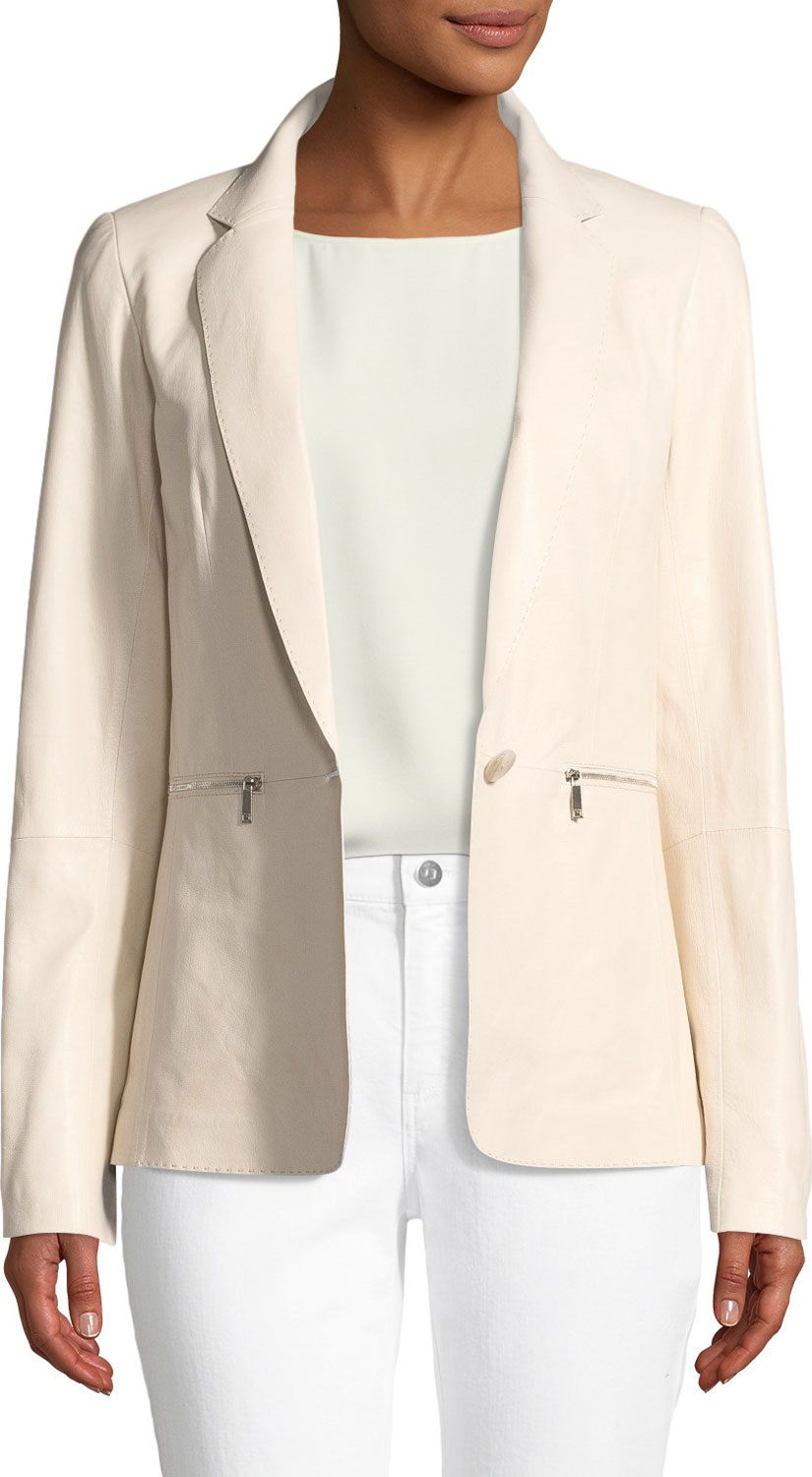 Lafayette 148 New York Lyndon Zip-Pocket Leather Jacket