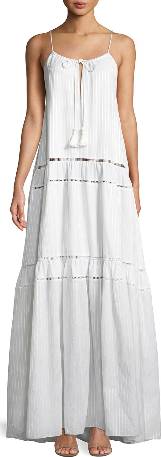 Jonathan Simkhai Scoop-Neck Sleeveless Tonal-Striped Maxi Tank Dress Jonathan Simkhai Scoop-Neck Sleeveless Tonal-Striped Maxi Tank Dress