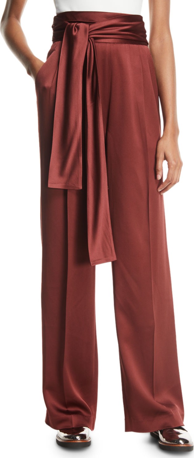 3.1 Phillip Lim Waist-Tie Wide-Leg Crepe Satin Pants 3.1 Phillip Lim Waist-Tie Wide-Leg Crepe Satin Pants
