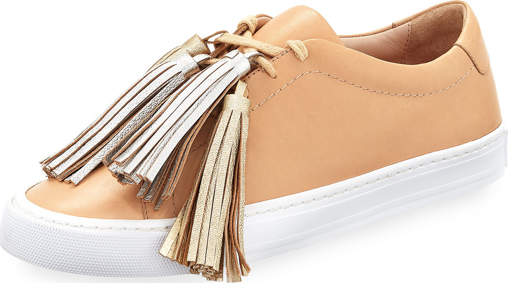 Loeffler Randall Logan Leather Low-Top Tassel Sneakers