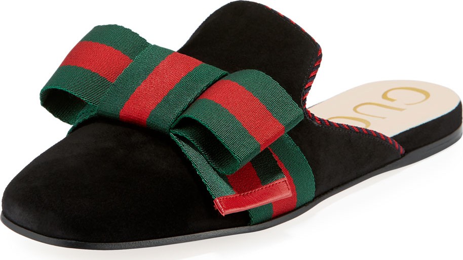 Gucci Flat Bow Suede Mule