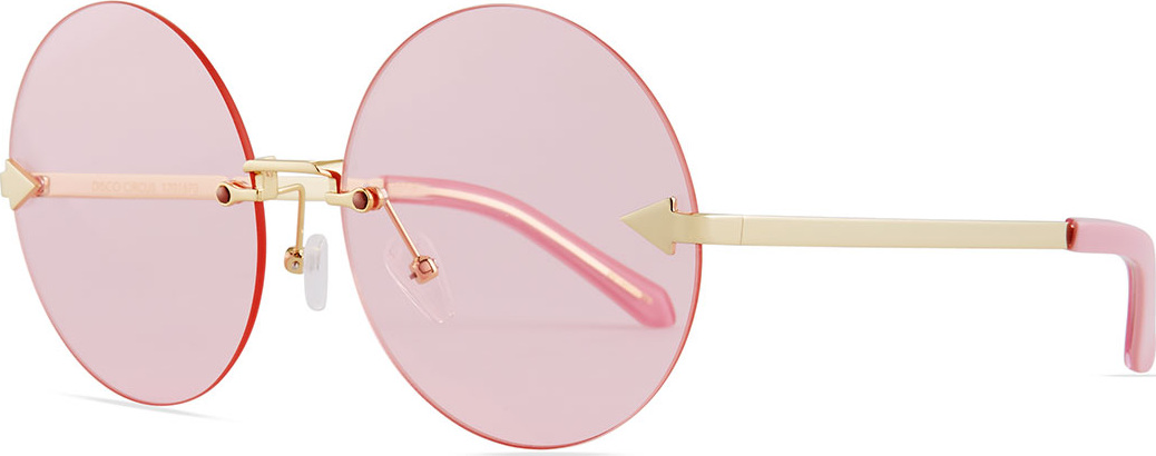 Karen Walker Disco Circus Rimless Round Sunglasses, Pink/Gold
