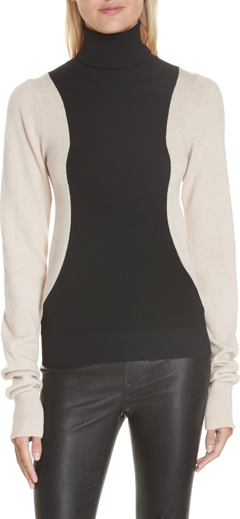 Helmut Lang Colorblock Wool Turtleneck Sweater