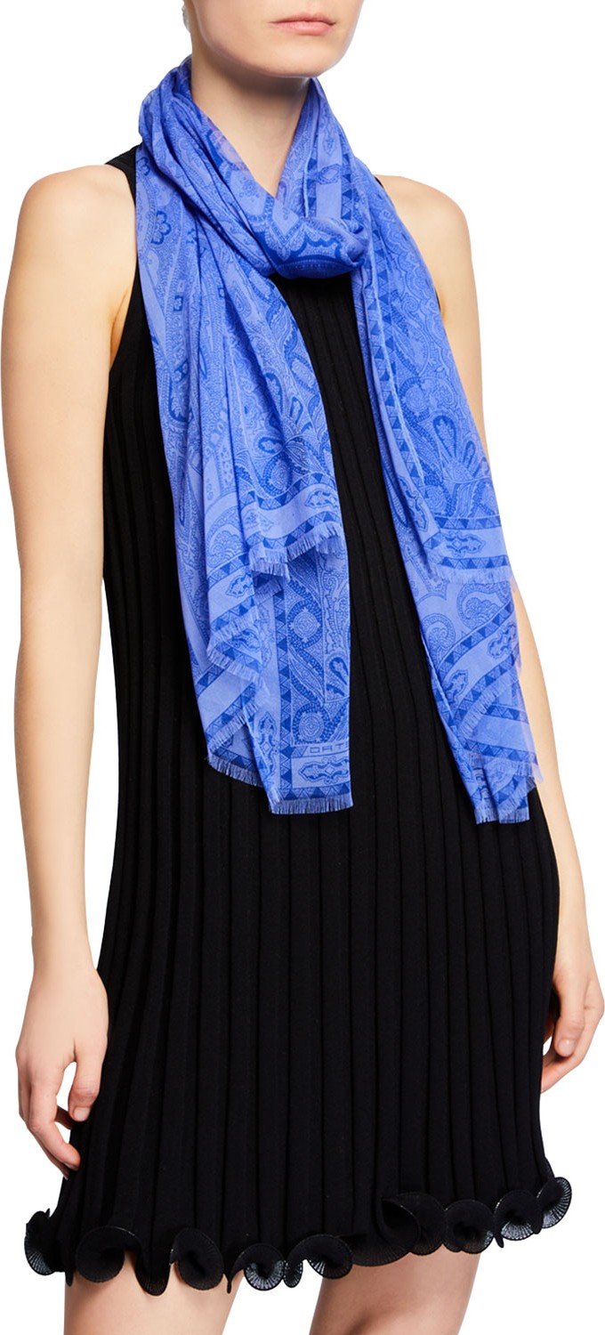 Etro Tonal Silk Paisley Delhi Scarf