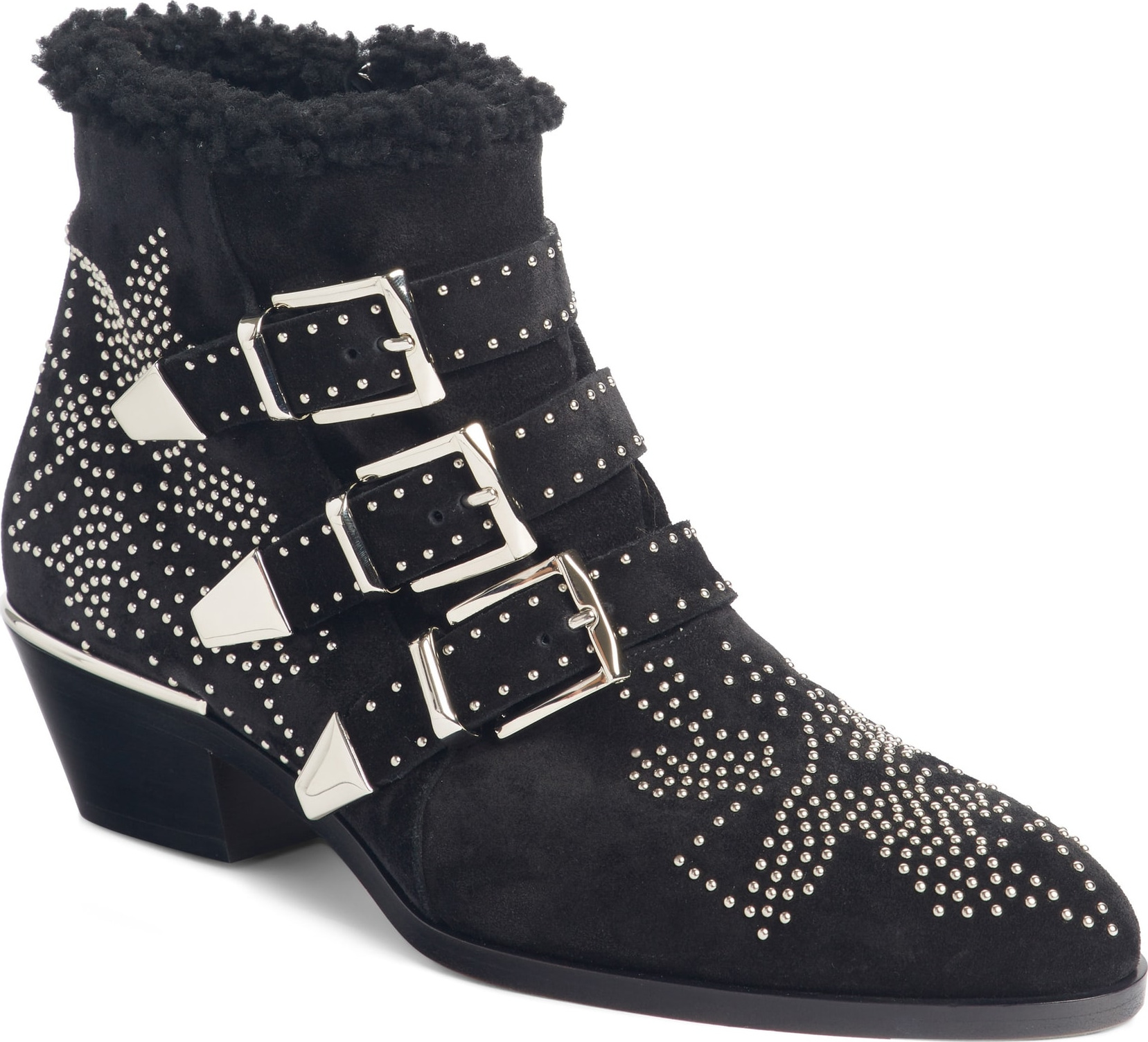 Chloe Susanna Genuine Shearling Studded Bootie