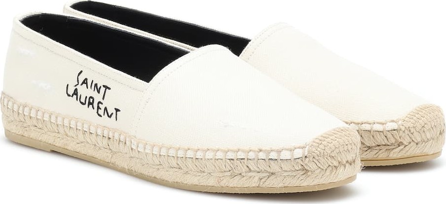 Saint Laurent Embroidered cotton espadrilles