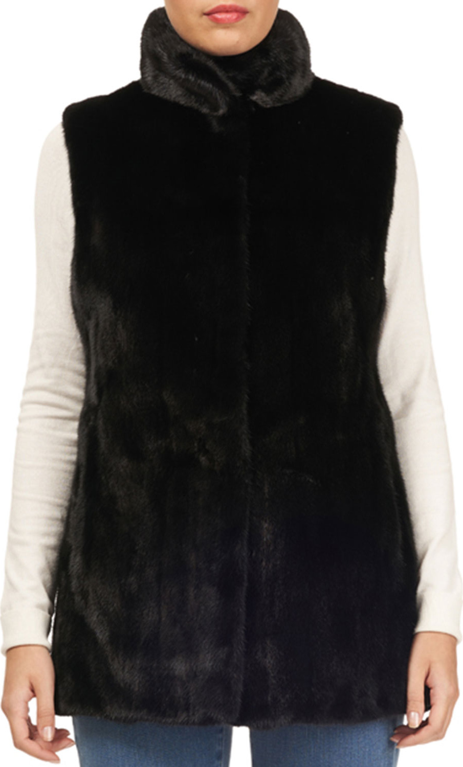 Gorski Mink-Fur & Silk Taffeta Reversible Vest Gorski Mink-Fur & Silk Taffeta Reversible Vest