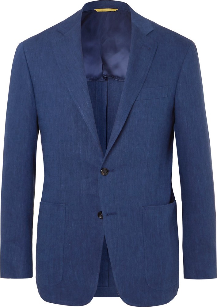 Canali Blue Kei Slim-Fit Linen and Wool-Blend Suit Jacket