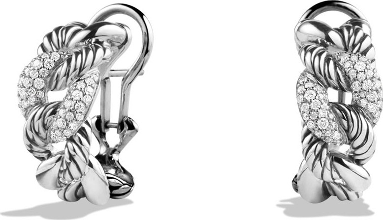 David Yurman Belmont Curb Link Earrings with Diamonds