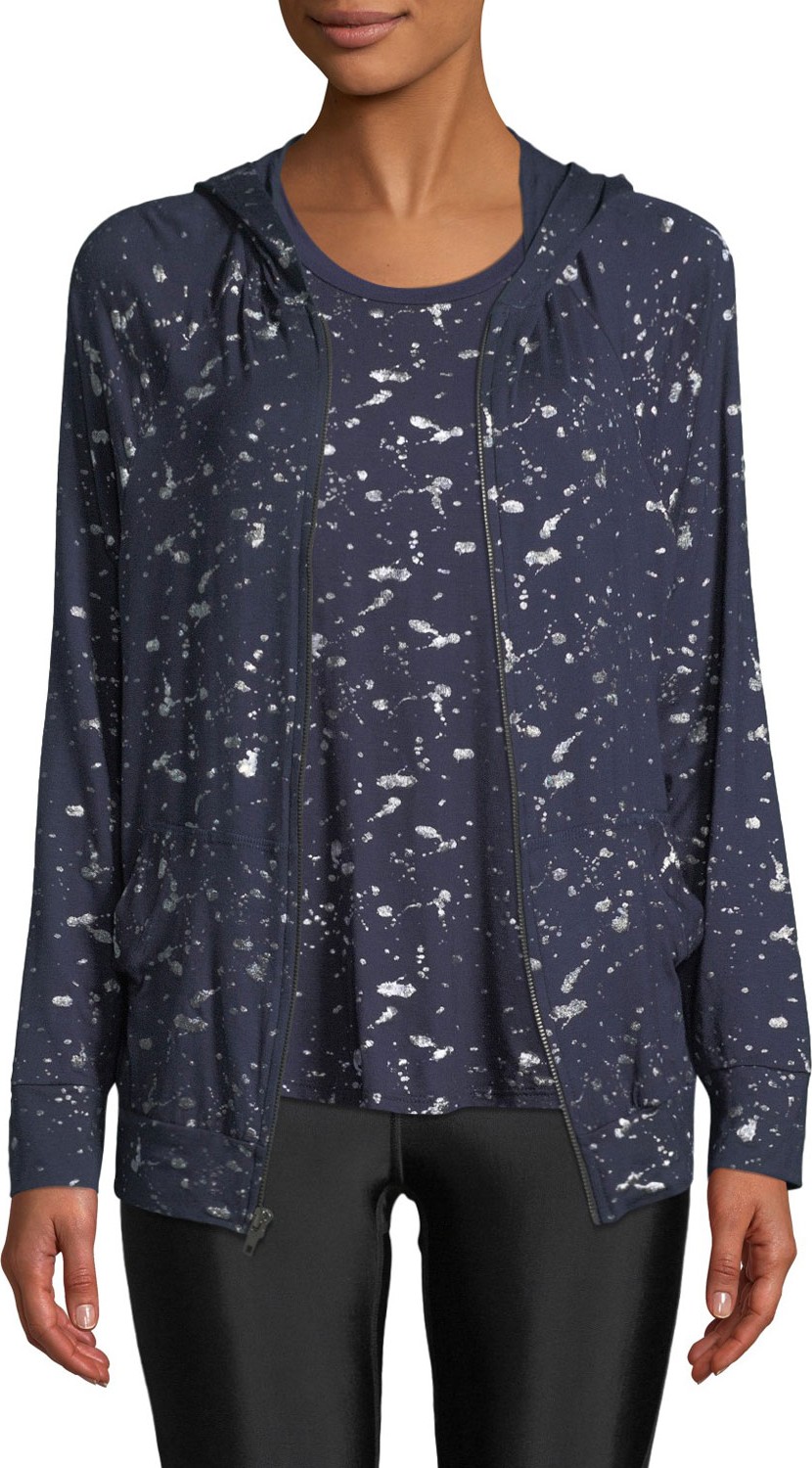 Terez Splatter Foil Zip-Front Hoodie