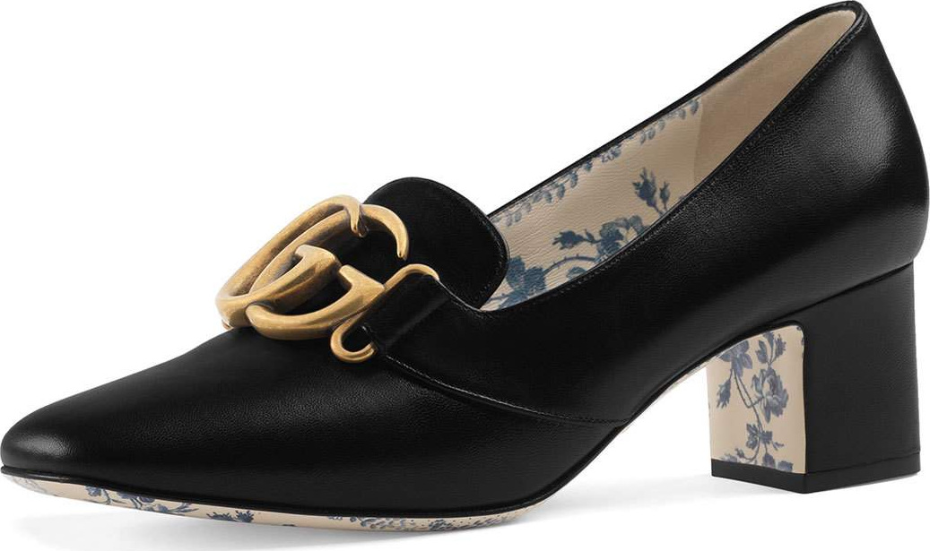 Gucci Victoire Leather Double-G Loafer Pump