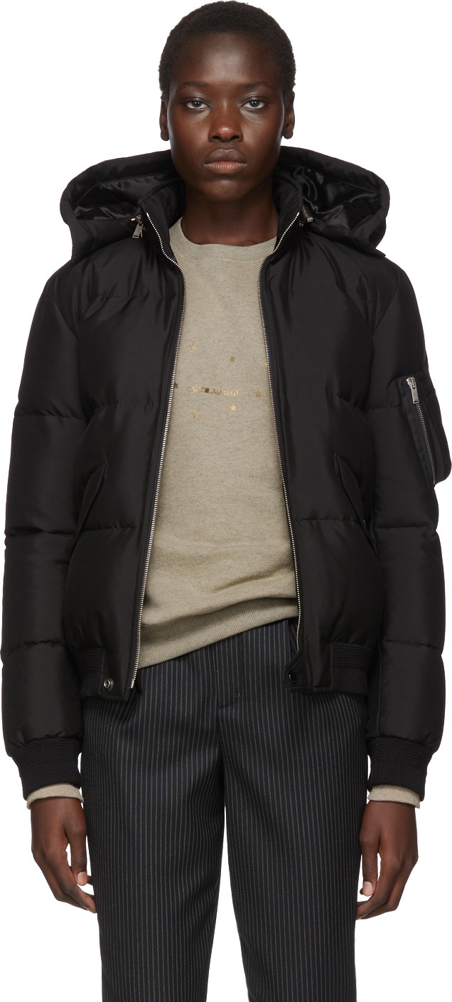 Saint Laurent Black Down Silk Jacket