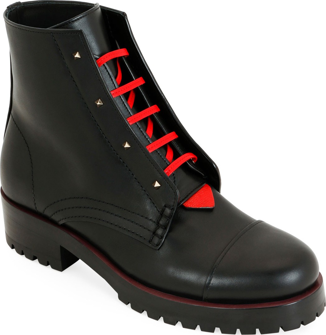 Valentino 2040 Rouge Bond Combat Boots