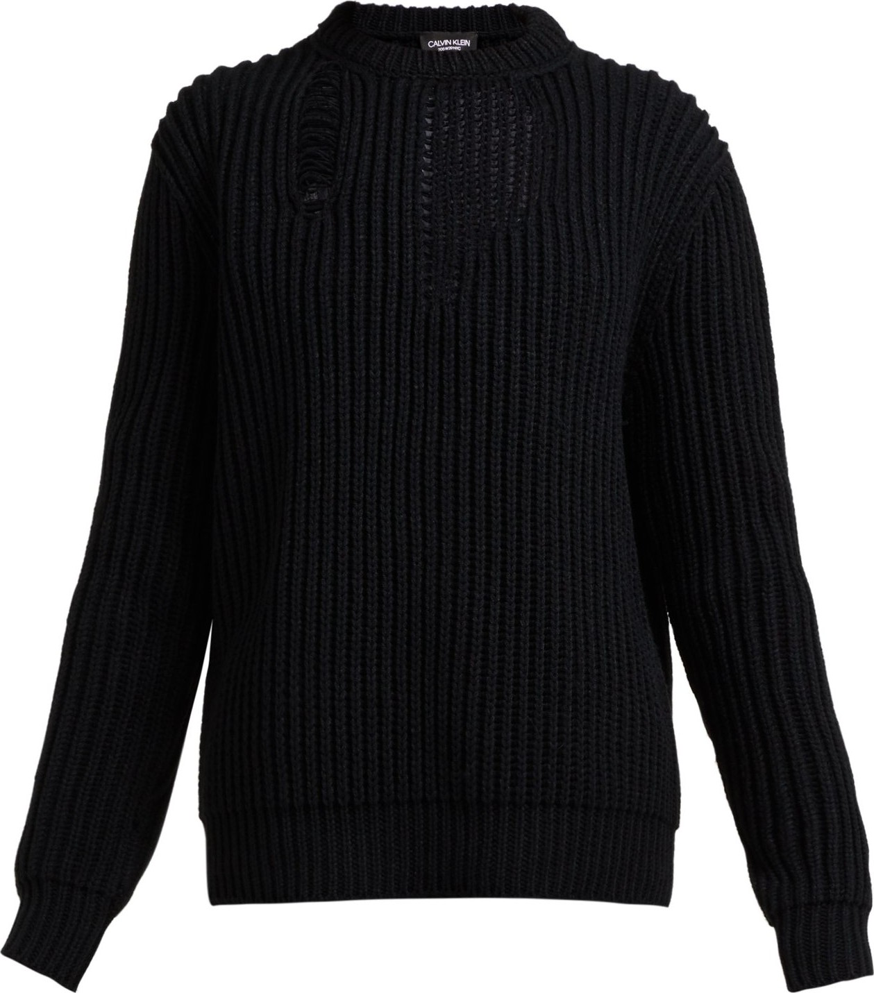 Calvin Klein 205W39NYC Distressed ribbed-knit sweater