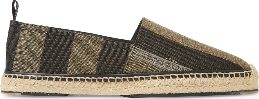 Fendi Reflective Logo-Trimmed Striped Canvas Espadrilles