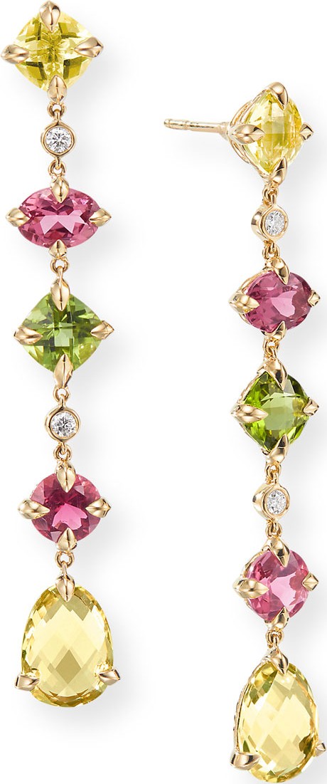 David Yurman Chatelaine Multi-Drop Earrings with Citrine, Tourmaline, Peridot & Diamonds