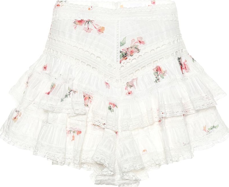 Zimmermann Heathers Pintuck Frill cotton shorts