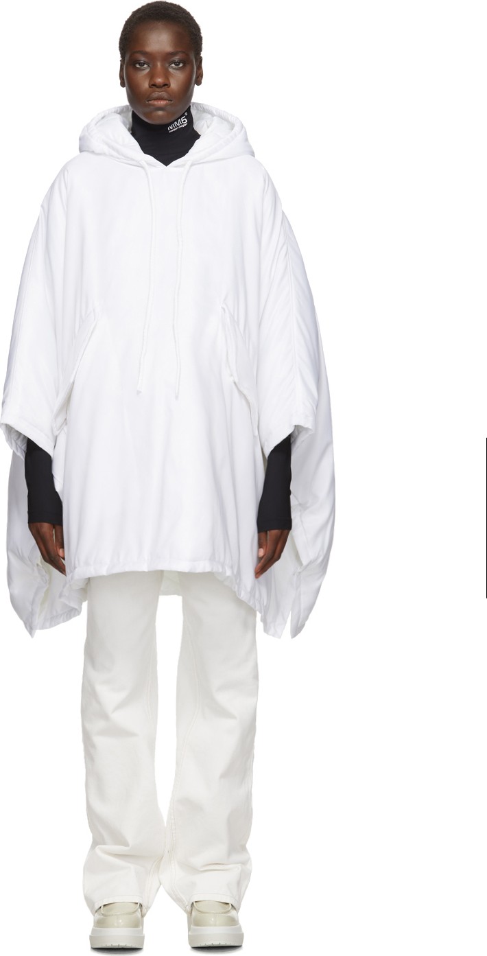 MM6 Maison Margiela White Padded Hooded Poncho