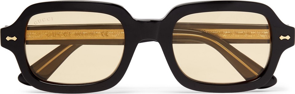 Gucci Square-Frame Acetate and Gold-Tone Sunglasses