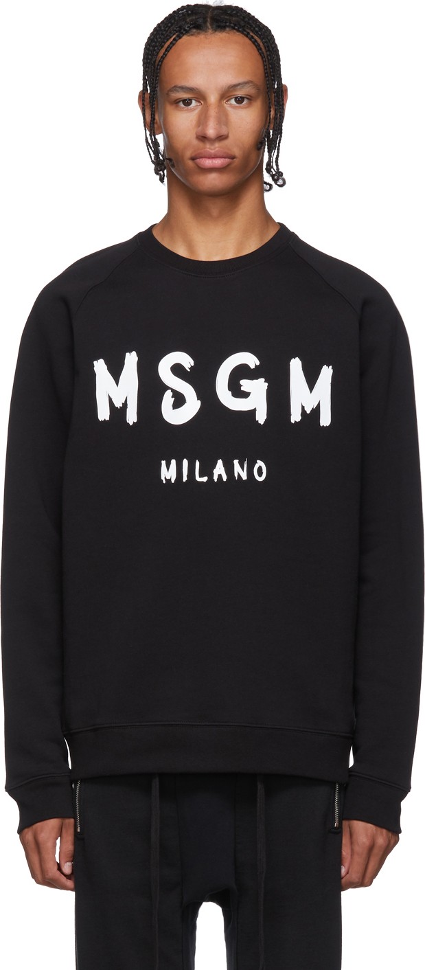 MSGM Black Paintbrush Logo Sweatshirt