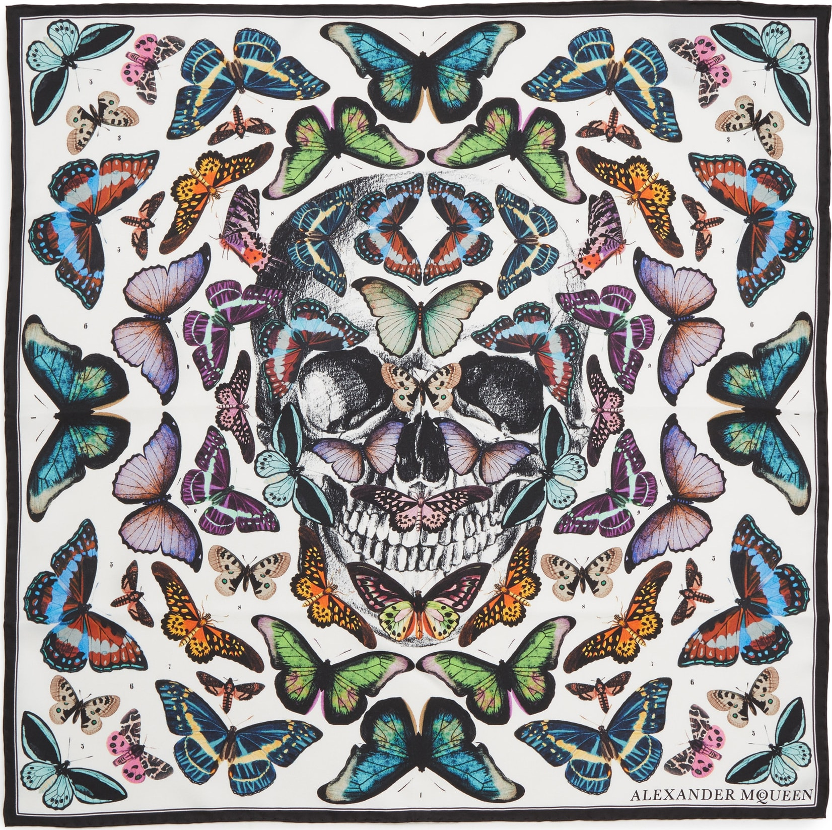 Alexander McQueen Skull & Rainbow Butterflies Print Silk Bandana