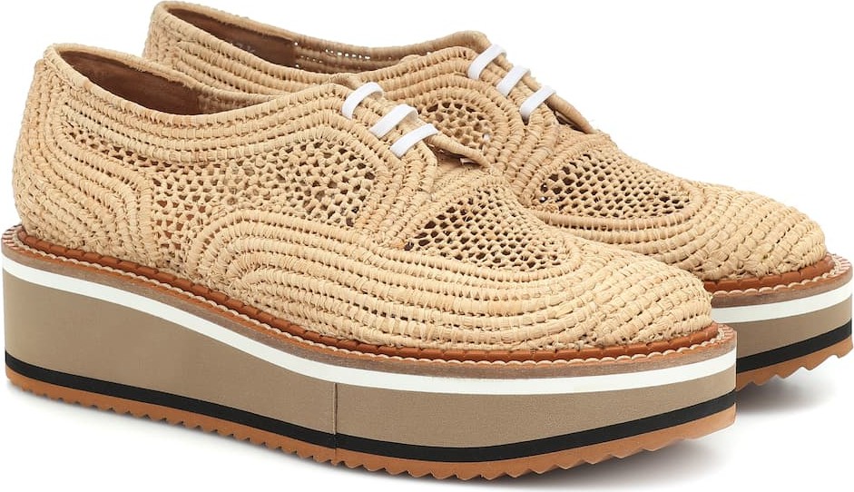 Robert Clergerie Birdie raffia flatform Derby shoes