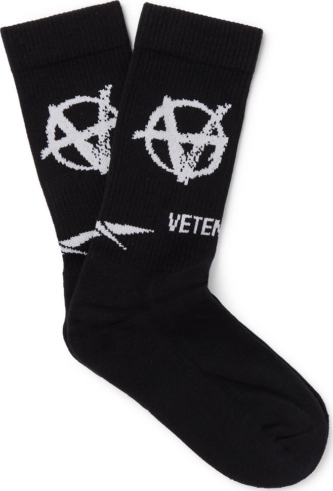 Vetements + Reebok Logo-Intarsia Stretch Cotton-Blend Socks