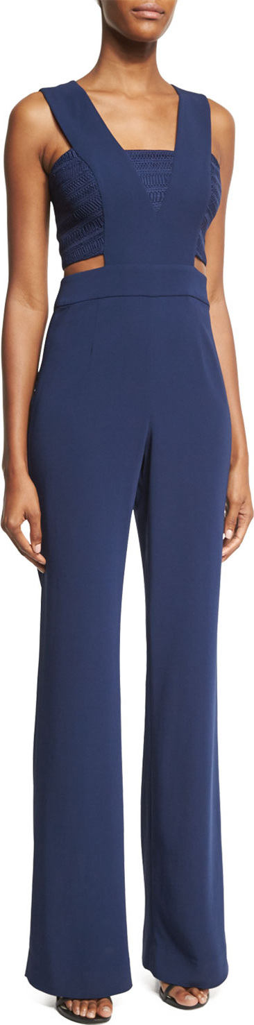 Ramy Brook Amanda Sleeveless Crepe Jumpsuit, Navy