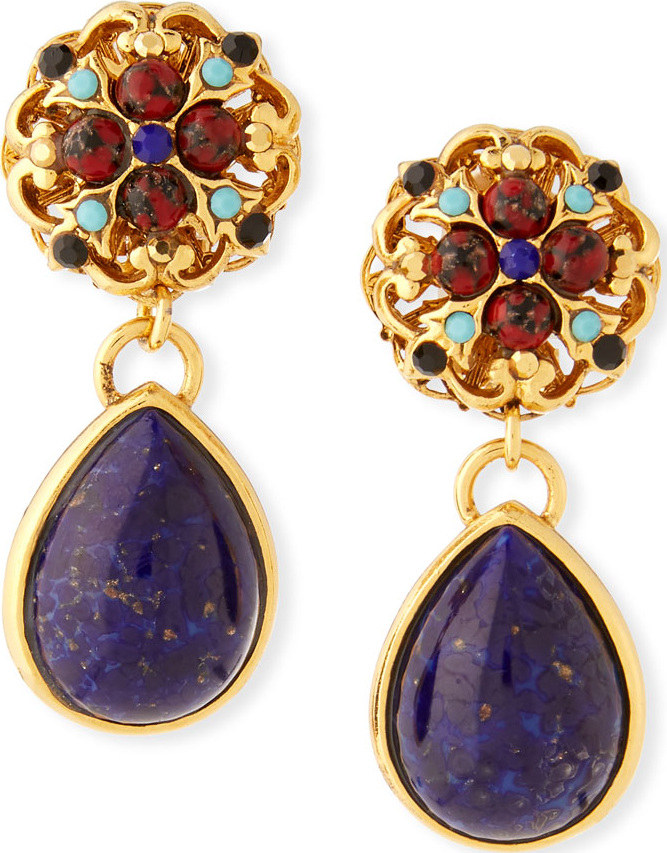 Jose & Maria Barrera Matrix Glass Teardrop Clip-On Earrings