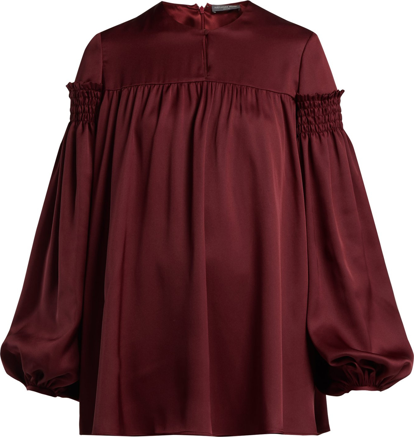 Alexander McQueen Smocked silk-satin blouse