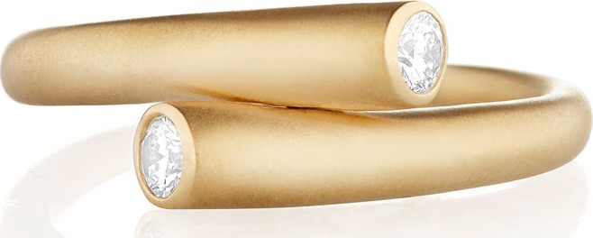 Carelle Whirl 18k Gold 2-Diamond Ring